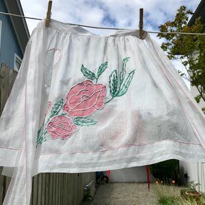 Vintage Organza Apron with Embroidery+Appliqué